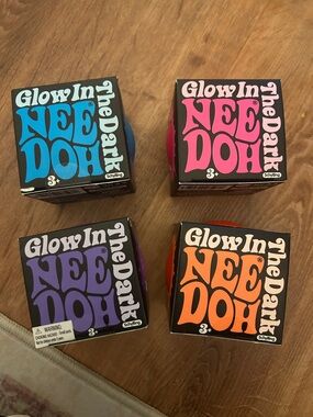 Schylling Glow In The Dark NeeDoh Stress Ball - Blue, Pink, Purple, Orange